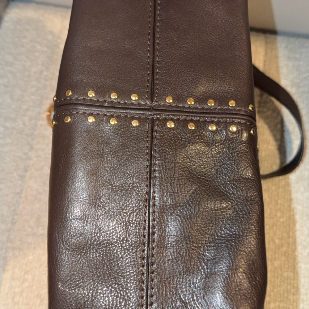 Michael Kors Brown Leather Studded Tote with Gold Hardware - Picture 6 of 6